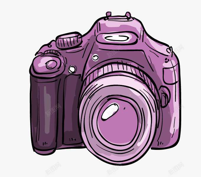 卡通手绘紫色单反相机图标png_新图网 https://ixintu.com 专业相机 单反相机 卡通手绘紫色单反相机 卡通相机 手绘相机 拍照 摄影 数码相机 照相 相机png 相机图标 紫色相机