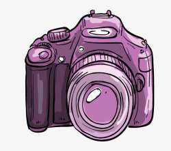 专业相机卡通手绘紫色单反相机图标高清图片