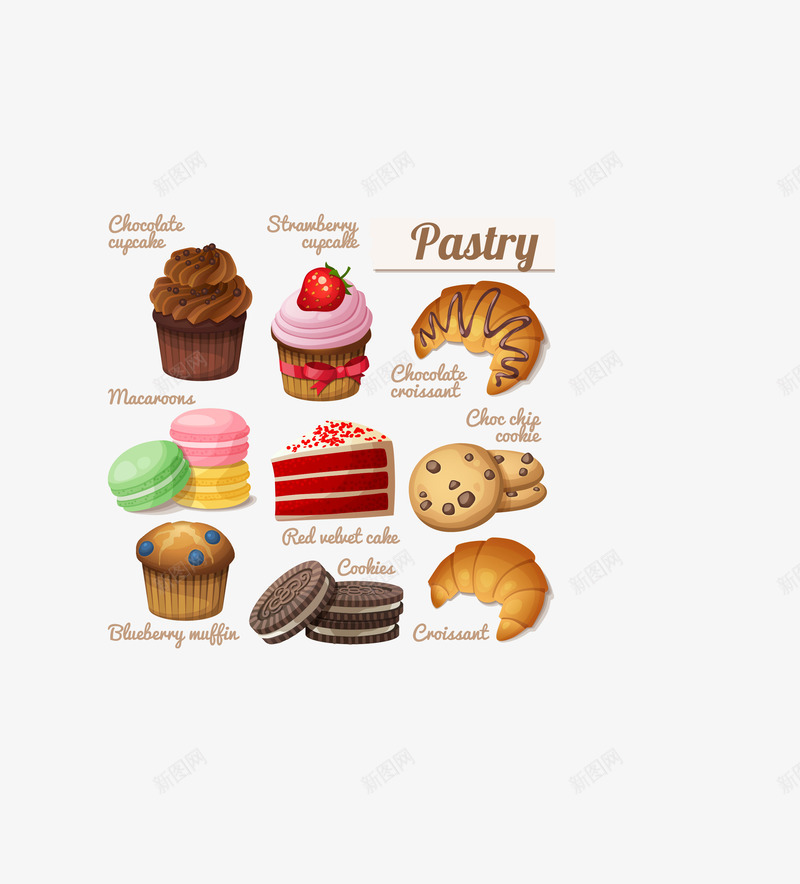 彩色食物甜点面包矢量图eps免抠素材_新图网 https://ixintu.com 彩色甜点面包 甜点 矢量甜点面包 面包 食物 矢量图