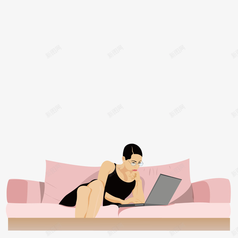 坐在沙发上玩电脑的女孩png免抠素材_新图网 https://ixintu.com 女孩 沙发 电脑