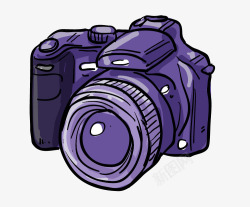 紫色照相机卡通手绘紫色单反相机图标高清图片