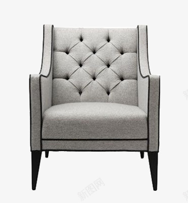 灰色装饰单人沙发png免抠素材_新图网 https://ixintu.com 单人沙发 灰色沙发 线条欧式 装饰沙发