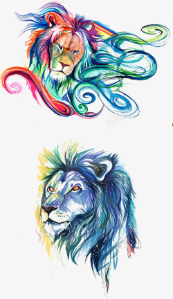 狮子造型水彩手绘狮子造型高清图片