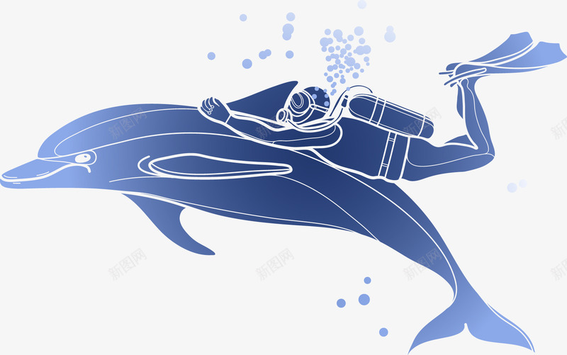 海豚潜水员矢量图ai免抠素材_新图网 https://ixintu.com 海豚 潜水员 矢量图