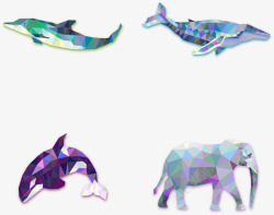 骑着海豚的大象几何动物矢量图高清图片