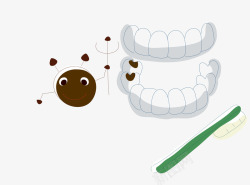 牙虫卡通手绘牙齿牙刷牙虫高清图片