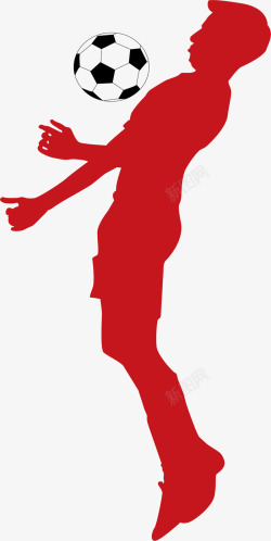 球技用胸部顶球的足球队员矢量图高清图片