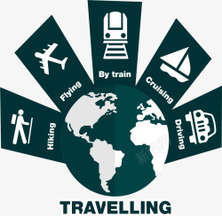 墨绿色标签旅游出行分类高清图片