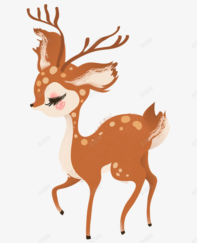 卡通手绘可爱的小鹿png免抠素材_新图网 https://ixintu.com 创意 动漫动画 卡通手绘 卡通鹿 可爱的小鹿 简约