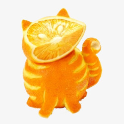 猫造型橙子装饰猫造型食品图案高清图片