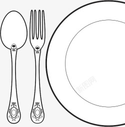 手绘装饰插图西餐餐具餐盘素材