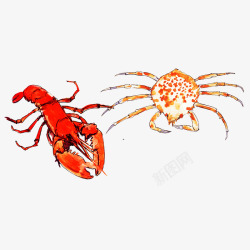 彩绘龙虾螃蟹素材