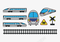 蓝色的电车小清新交通出行图标高清图片