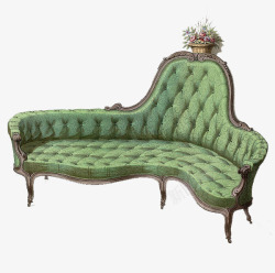 法国皇室绿色长沙发素材