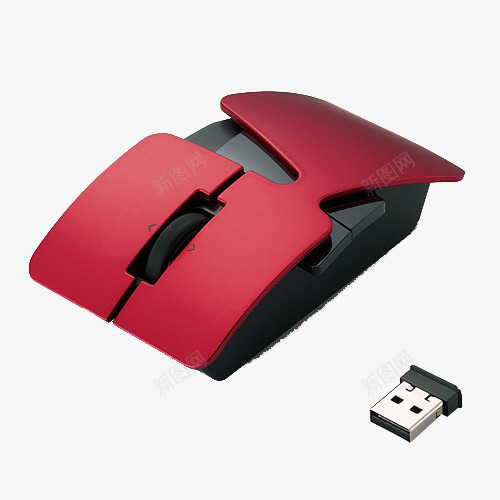 红色无线鼠标png免抠素材_新图网 https://ixintu.com 产品 数码 电子 红色 黑色 鼠标样式