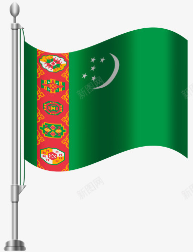 土库曼斯坦国旗png免抠素材_新图网 https://ixintu.com 国旗 土库 旗帜 曼斯坦 绿色