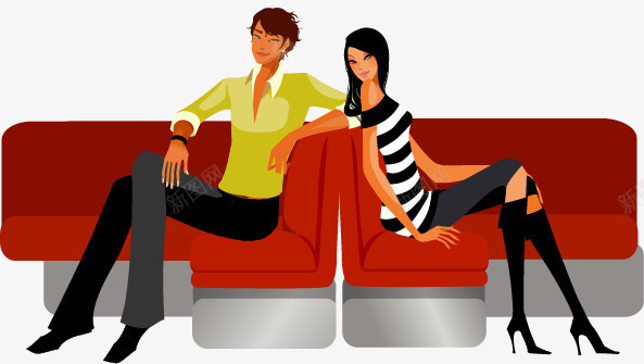 坐在沙发上的美女png免抠素材_新图网 https://ixintu.com 坐着的女人 手绘 红色沙发 约会 美女