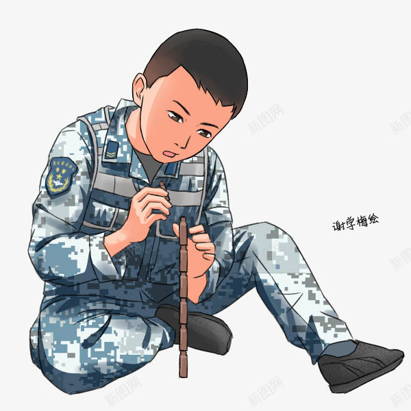 卡通手绘战士兵哥哥png免抠素材_新图网 https://ixintu.com 兵哥哥 创意 动漫动画 卡通手绘 战士 简约 迷彩军漫