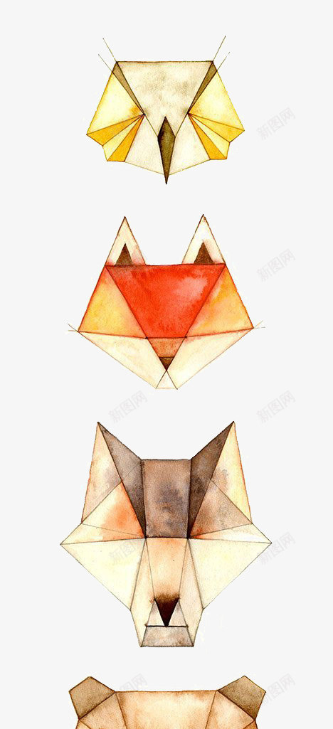折纸png免抠素材_新图网 https://ixintu.com 创意动物 折纸动物 折纸棕熊 折纸狐狸