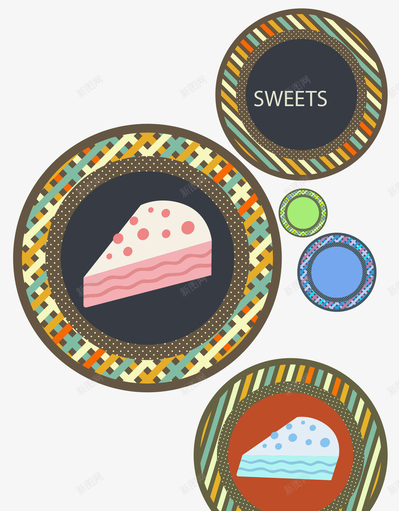 蛋糕甜点插画AI矢量图ai免抠素材_新图网 https://ixintu.com 平面 插画 蛋糕甜点 食品广告插画 矢量图