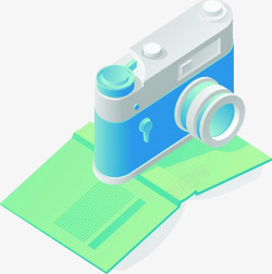 蓝色卡通相机造型本子素材