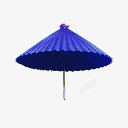 蓝色油纸伞蓝色雨伞高清图片