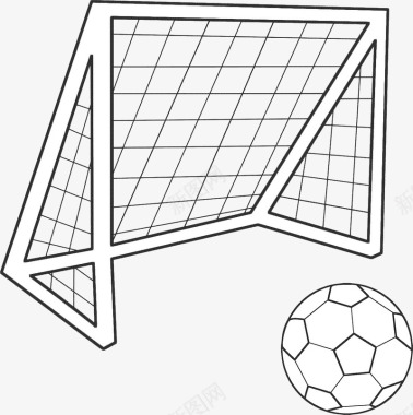 手绘足球和球门图标图标