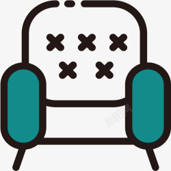 卡通座椅凳沙发绿色手绘圆角沙发元素矢量图图标高清图片