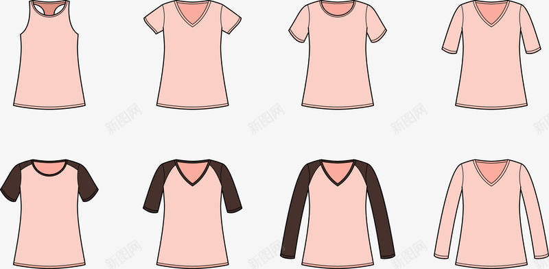 粉色长袖短袖png免抠素材_新图网 https://ixintu.com 创意 短袖 简约 粉色 衣服 衣领 长袖 集合