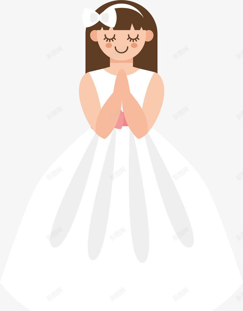 诚心祈祷的女孩子png免抠素材_新图网 https://ixintu.com 双手合十 白色婚纱 矢量素材 祈祷 祝福