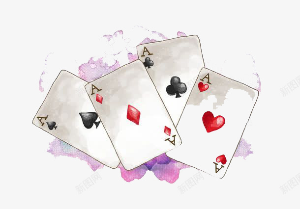 水彩扑克牌png免抠素材_新图网 https://ixintu.com 卡通 手绘 扑克牌 水彩 紫色 装饰