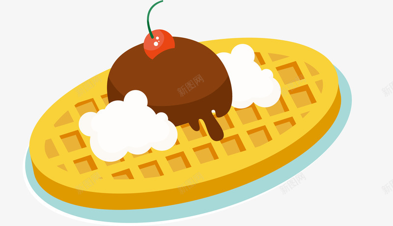 巧克力冰激凌华夫饼png免抠素材_新图网 https://ixintu.com waffle 冰激凌 冷饮 华夫饼 巧克力 甜品 矢量素材