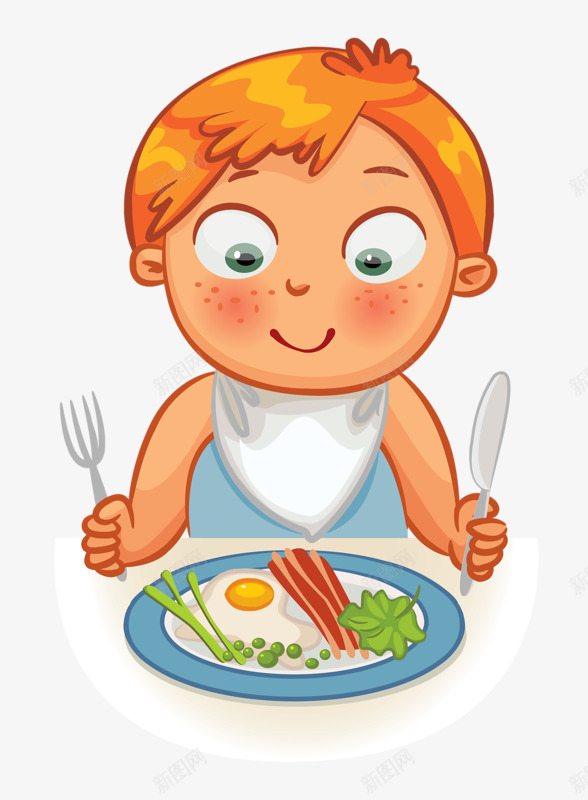 吃饭的男孩png免抠素材_新图网 https://ixintu.com 叉子 吃饭 男孩 西餐