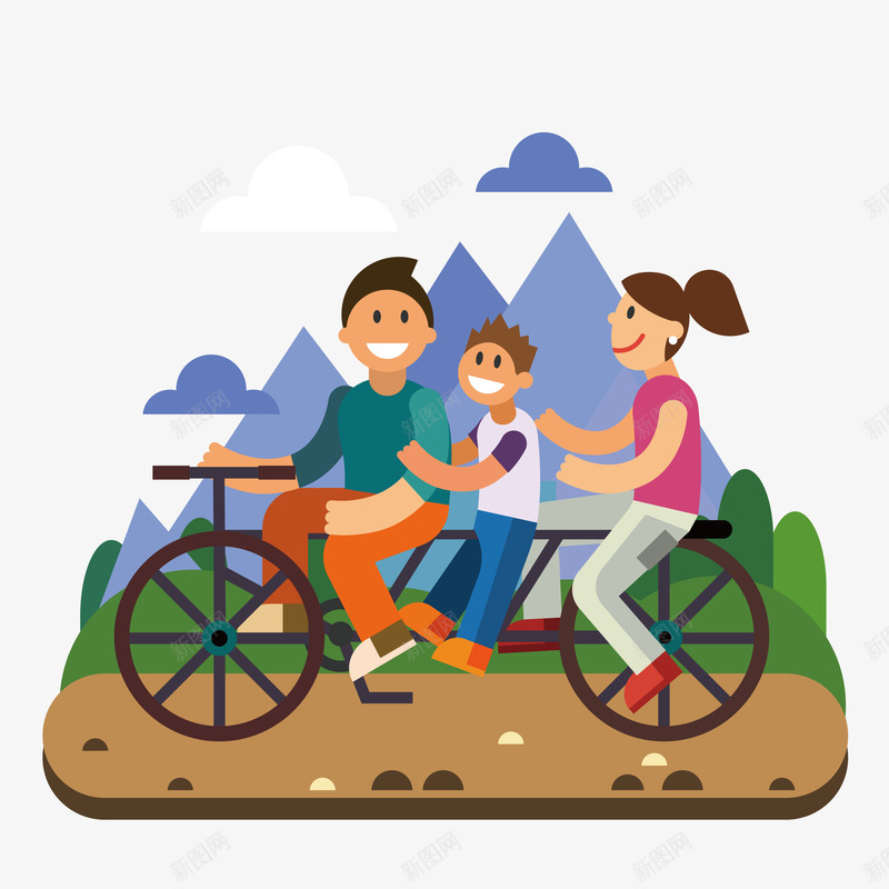 一家人在骑自行车png免抠素材_新图网 https://ixintu.com 一家人 幸福的 自行车 运动