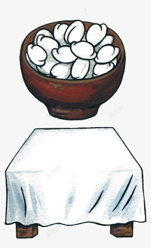 插画食物png免抠素材_新图网 https://ixintu.com 手绘 桌子 碗 饺子