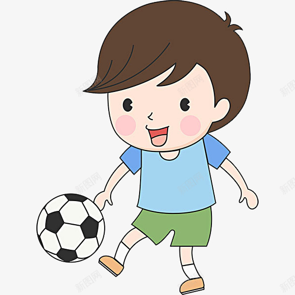 可爱的小男孩png免抠素材_新图网 https://ixintu.com 卡通 小男孩 少儿足球 帅气的 手绘 简笔 蓝色的 足球