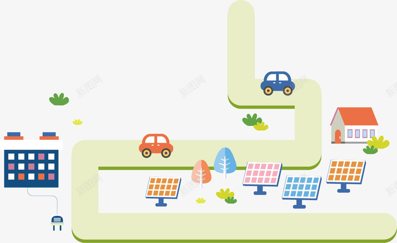 学校道路促销背景矢量图ai免抠素材_新图网 https://ixintu.com 促销素材 学校素材 矢量图