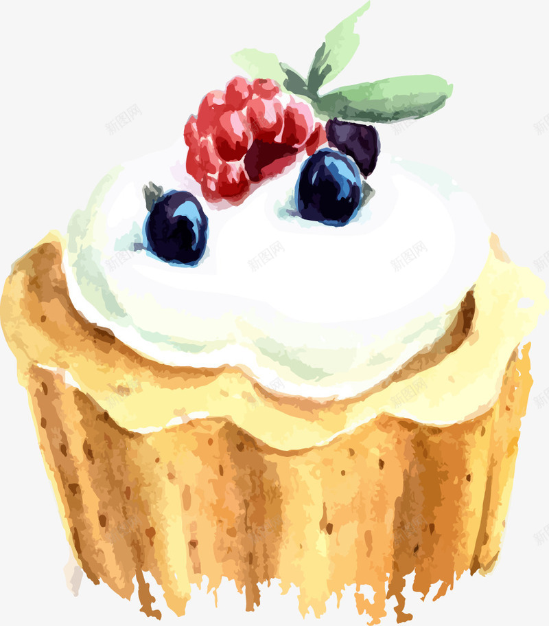 蓝莓奶油蛋糕png免抠素材_新图网 https://ixintu.com 奶油 手绘 水果 点心 甜点 白色的 蓝莓 蛋糕