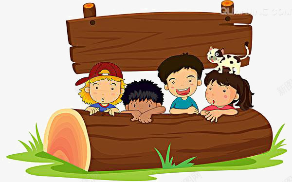 卡通小孩png免抠素材_新图网 https://ixintu.com 卡通小孩 小草 木头小孩 男孩
