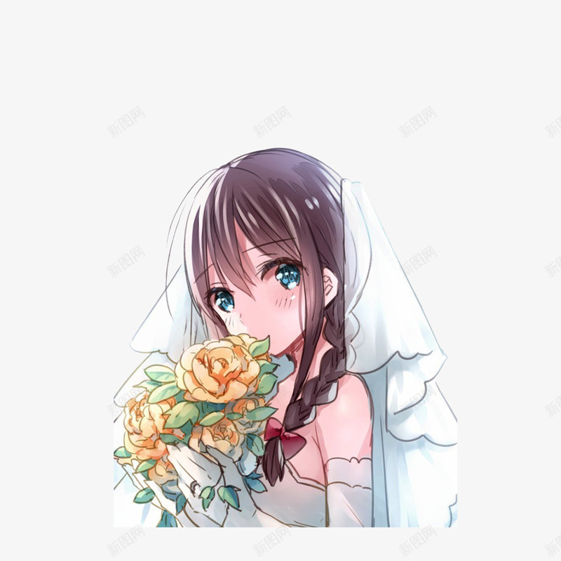捧着花的新娘png免抠素材_新图网 https://ixintu.com 幸福的新娘 拿着花 捧着花的女孩 捧着花的新娘