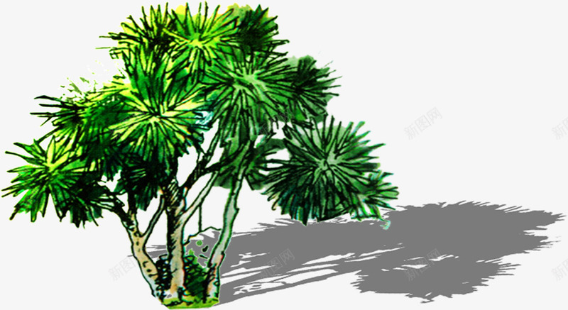 手绘扁平绿色的树木造型效果png免抠素材_新图网 https://ixintu.com 扁平 效果 树木 绿色 造型