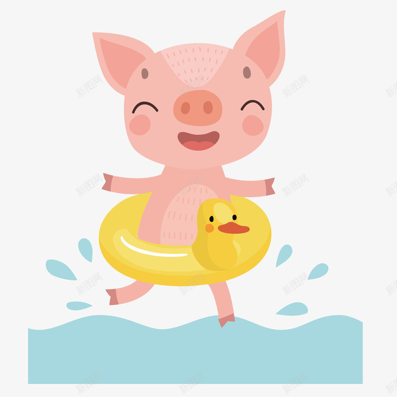 游泳的小猪矢量图ai免抠素材_新图网 https://ixintu.com 喜庆的猪年 本命年的猪年 游泳的小猪 祝福的猪年 笑嘻嘻的猪年 顺利的猪年 矢量图