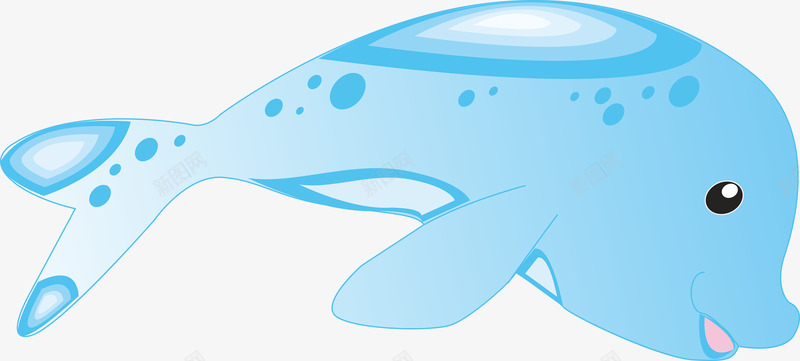 蓝色小海豚矢量图ai免抠素材_新图网 https://ixintu.com 创意卡通 插画 海洋 鱼 矢量图