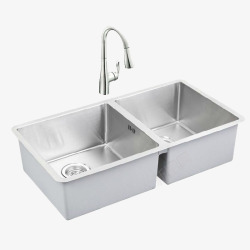 304不锈钢双槽洗碗槽水槽双槽不锈钢方形高清图片