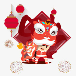 舞狮祝福春节舞狮子高清图片