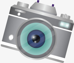单反数码相机银灰色高级照相机矢量图高清图片