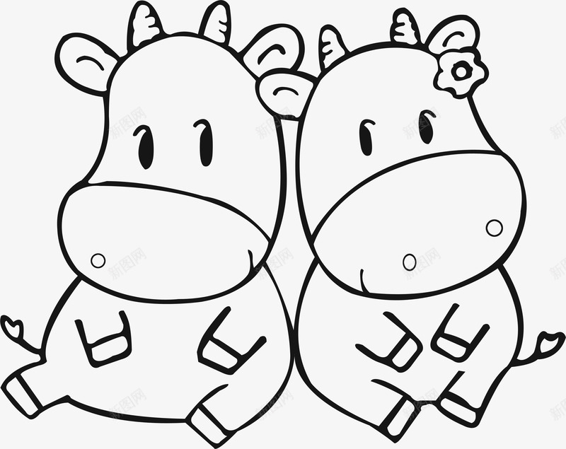 可爱手绘卡通奶牛造型png免抠素材_新图网 https://ixintu.com 卡通 可爱 奶牛 造型
