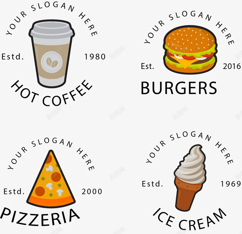 手绘甜品图标png_新图网 https://ixintu.com 冰激凌 图标 手绘 披萨 甜品
