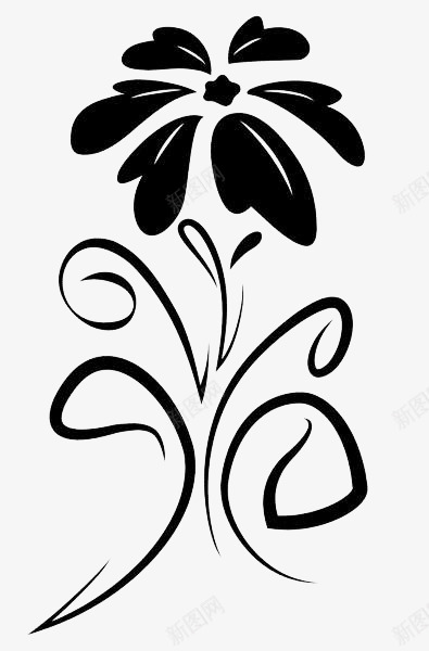 手绘黑色花卉图标png_新图网 https://ixintu.com 手绘 植物 线描花矢量图 线条手绘 花卉 黑色花卉