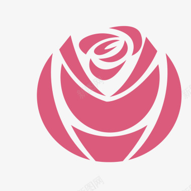 玫红色玫瑰花图标图标